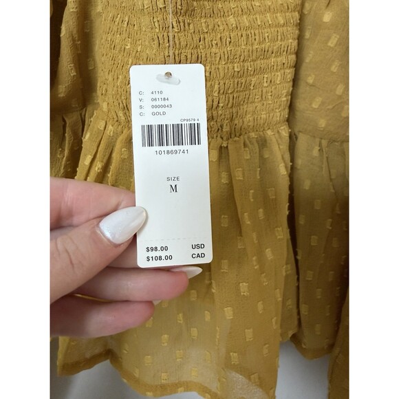 Anthropologie NWT Peplum Balloon Sleeve Blouse in Harvest Gold Medium - Picture 5 of 7